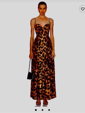 L'AGENCE Leopard Print Chain-Strap Maxi Dress - Brown/Black